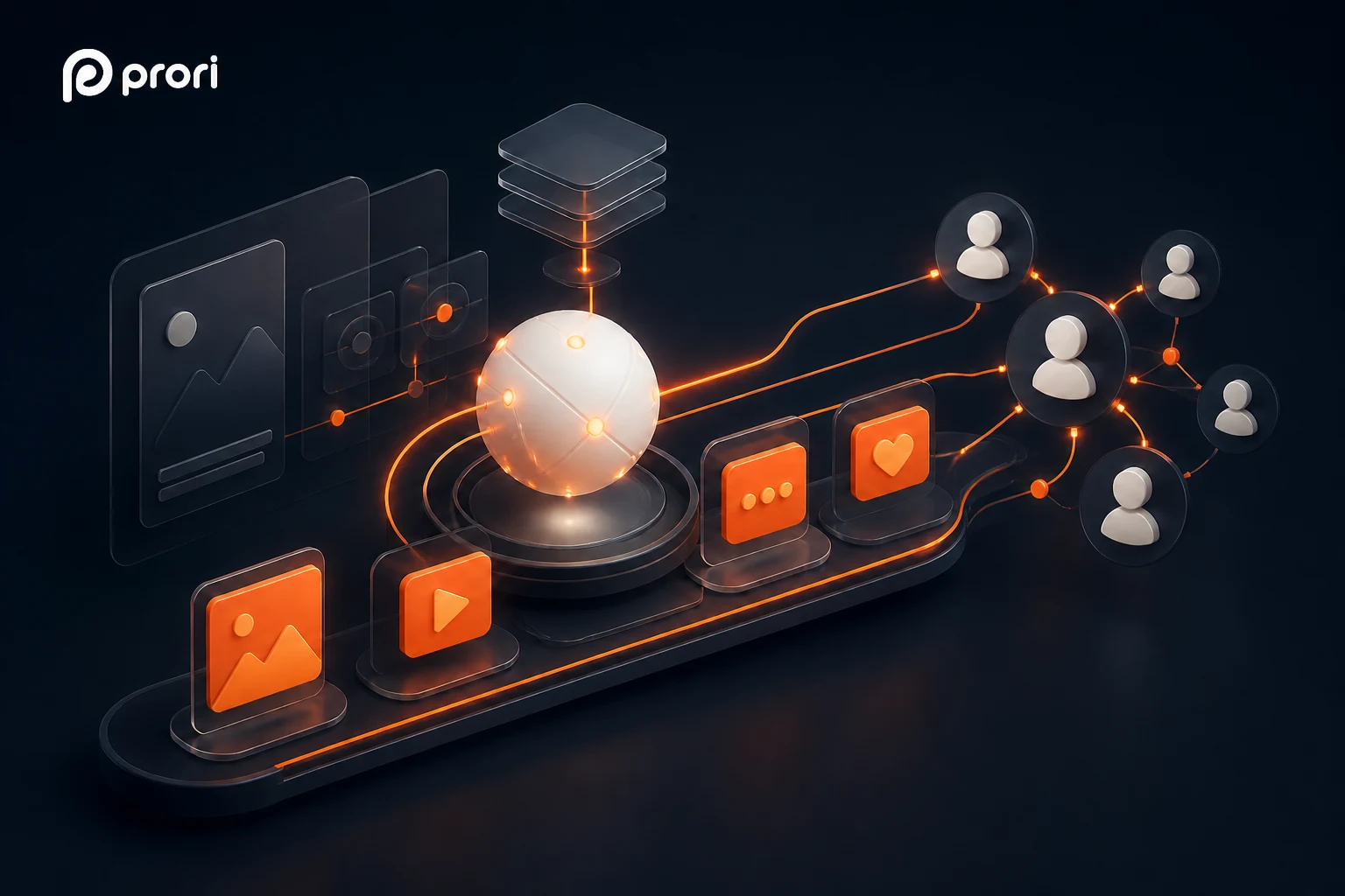 Agente social de Prori AI que coordina contenido y crecimiento de audiencia