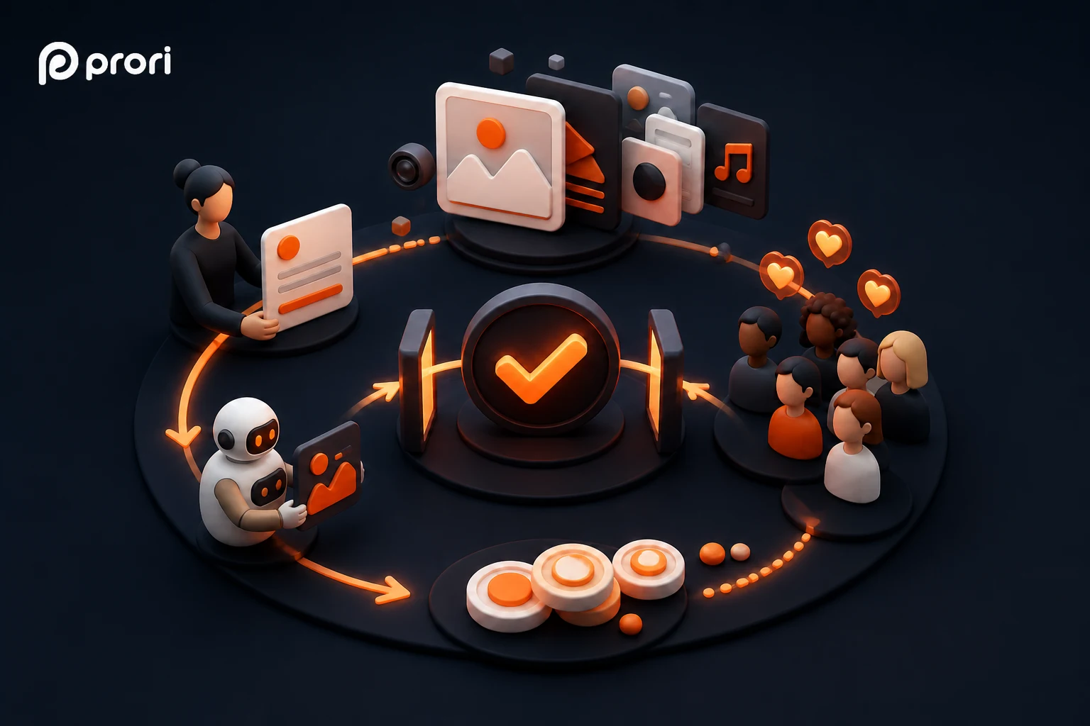 Ciclo SocialFi de Prori que conecta contenido, atención verificada y recompensas